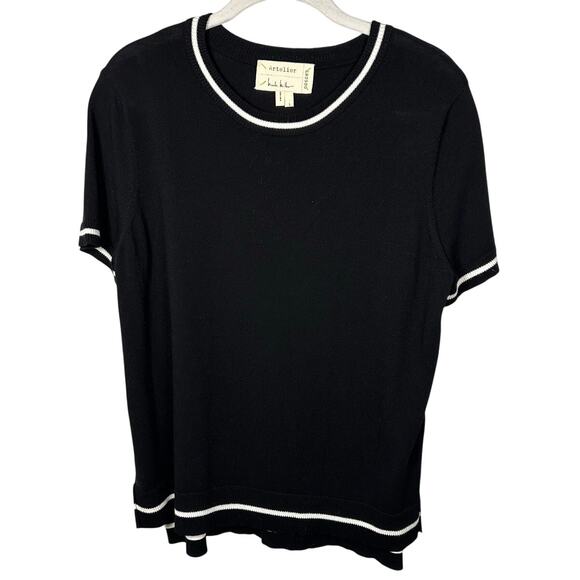 Nicole Miller Artelier Tops - Nicole Miller Artelier Black & White Short Sleeve Knit Blouse Women's Large